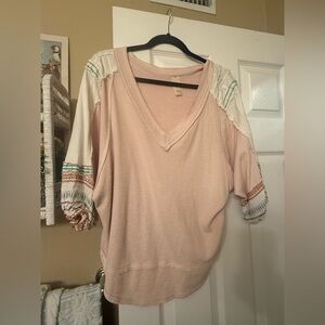 We The Free Ribbed Knit Top in Dusty Pink